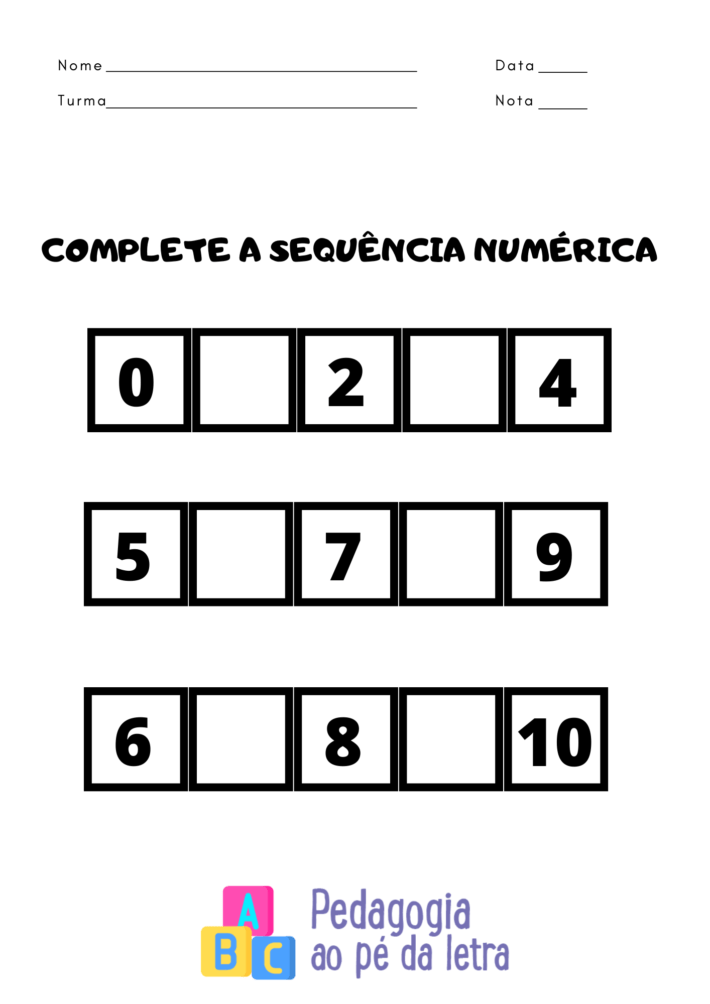 Atividade com números e blocos para escola - 4